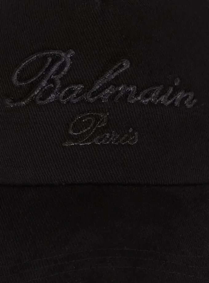 Baumwoll-Baseballkappe mit Balmain Signature-Stickerei Baumwoll-Baseballkappe mit Balmain Signature-Stickerei