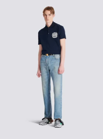 Baumwoll-Poloshirt mit Écusson-Print