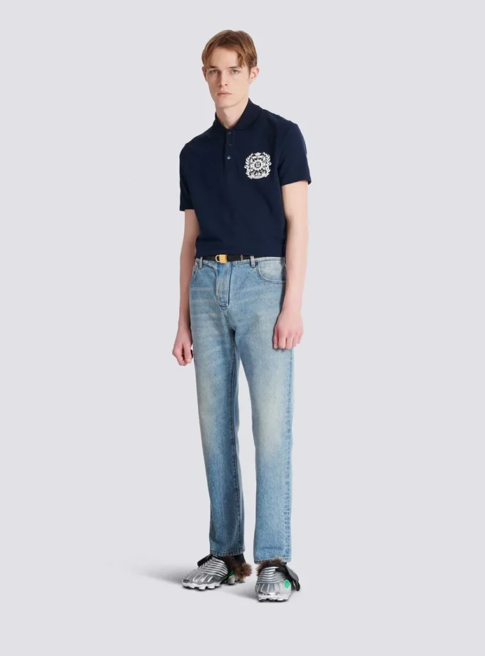 Baumwoll-Poloshirt mit Écusson-Print Baumwoll-Poloshirt mit Écusson-Print