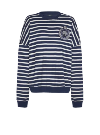 Baumwoll-Sweatshirt mit College-Emblem und bretonischen Streifen