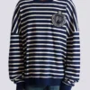 Baumwoll-Sweatshirt mit College-Emblem und bretonischen Streifen Baumwoll-Sweatshirt mit College-Emblem und bretonischen Streifen