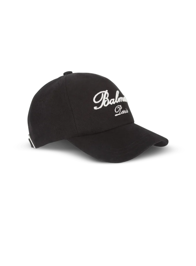 Baumwollkappe mit Balmain Signature-Stickerei Baumwollkappe mit Balmain Signature-Stickerei