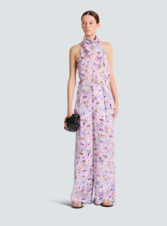 Bedruckte Hose mit Mohnblumenmuster