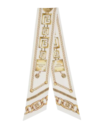 Bedrucktes Seidenbandana mit Balmain-Kettenmuster