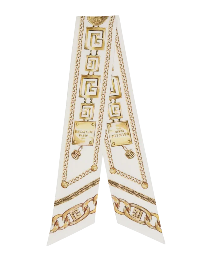Bedrucktes Seidenbandana mit Balmain-Kettenmuster