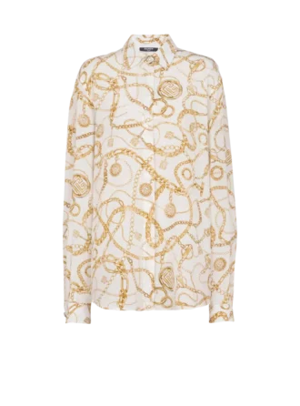 Bedrucktes Seidenhemd mit Balmain-Kettenmuster