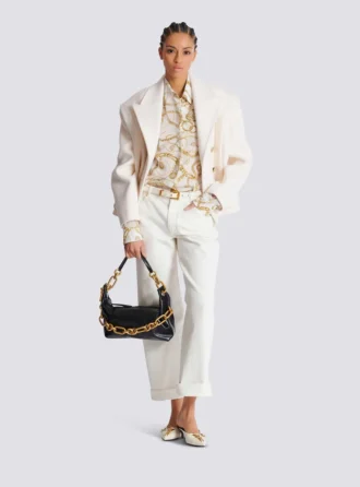 Bedrucktes Seidenhemd mit Balmain-Kettenmuster
