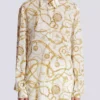 Bedrucktes Seidenhemd mit Balmain-Kettenmuster Bedrucktes Seidenhemd mit Balmain-Kettenmuster