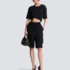 Bermudashorts aus Grain-de-Poudre-Wolle