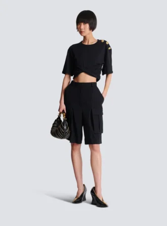 Bermudashorts aus Grain-de-Poudre-Wolle