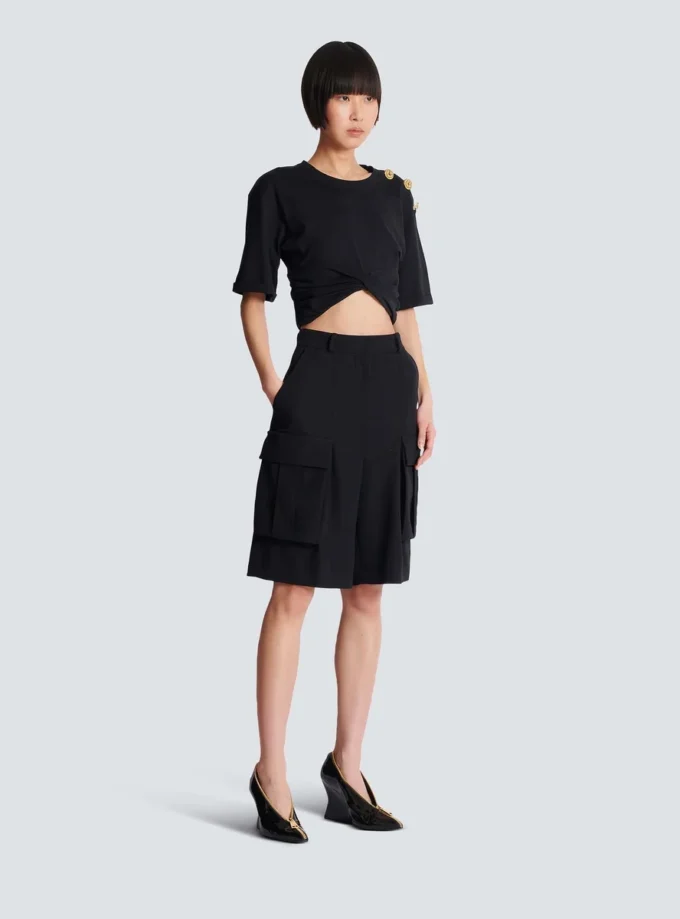 Bermudashorts aus Grain-de-Poudre-Wolle