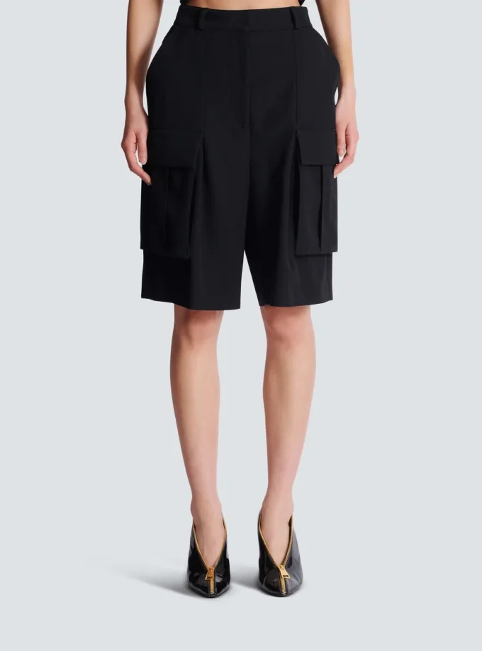 Bermudashorts aus Grain-de-Poudre-Wolle