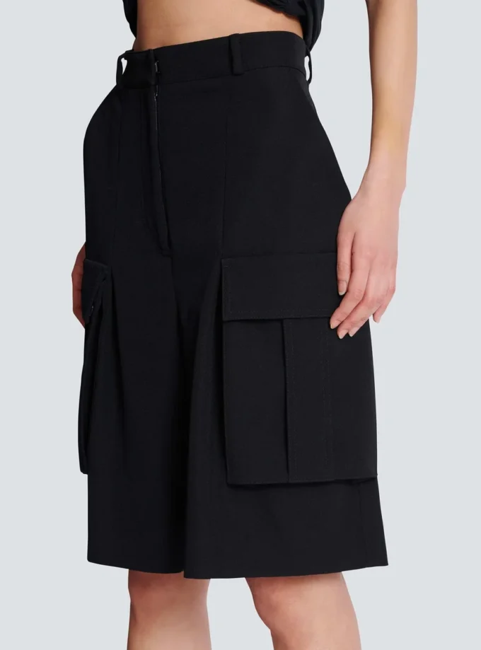 Bermudashorts aus Grain-de-Poudre-Wolle