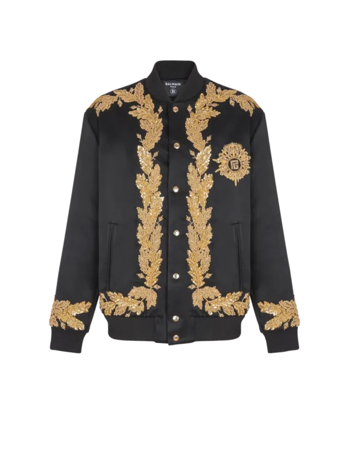 Bestickte Bomberjacke aus Cupro Bestickte Bomberjacke aus Cupro