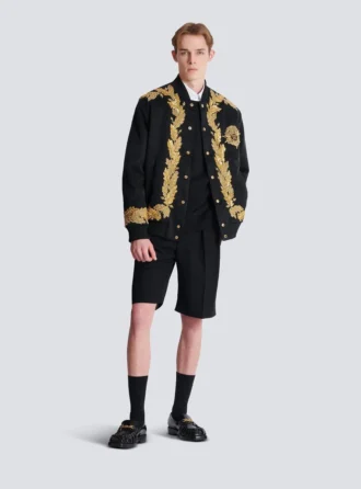 Bestickte Bomberjacke aus Cupro