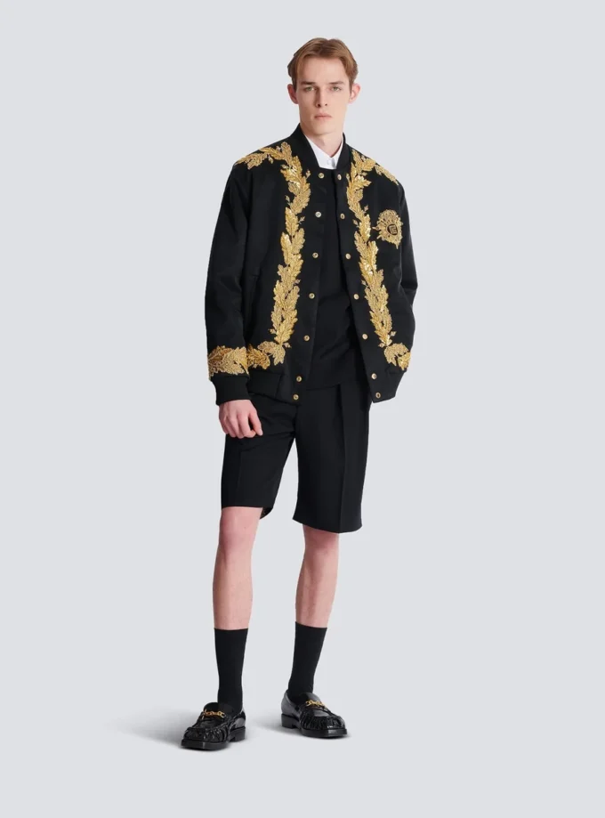 Bestickte Bomberjacke aus Cupro Bestickte Bomberjacke aus Cupro