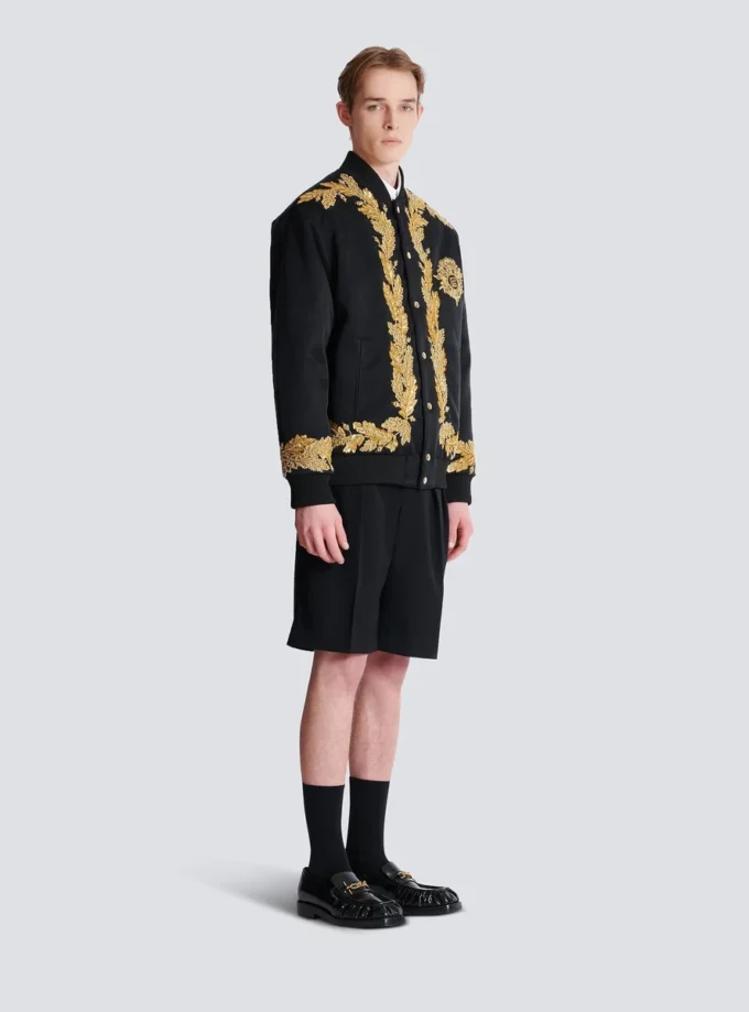 Bestickte Bomberjacke aus Cupro Bestickte Bomberjacke aus Cupro