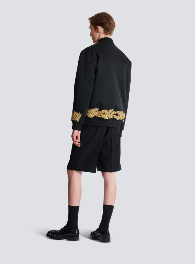 Bestickte Bomberjacke aus Cupro Bestickte Bomberjacke aus Cupro