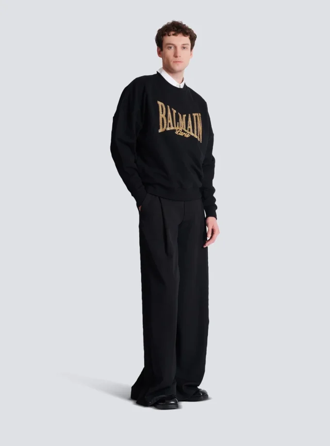 Besticktes Balmain College Sweatshirt Besticktes Balmain College Sweatshirt