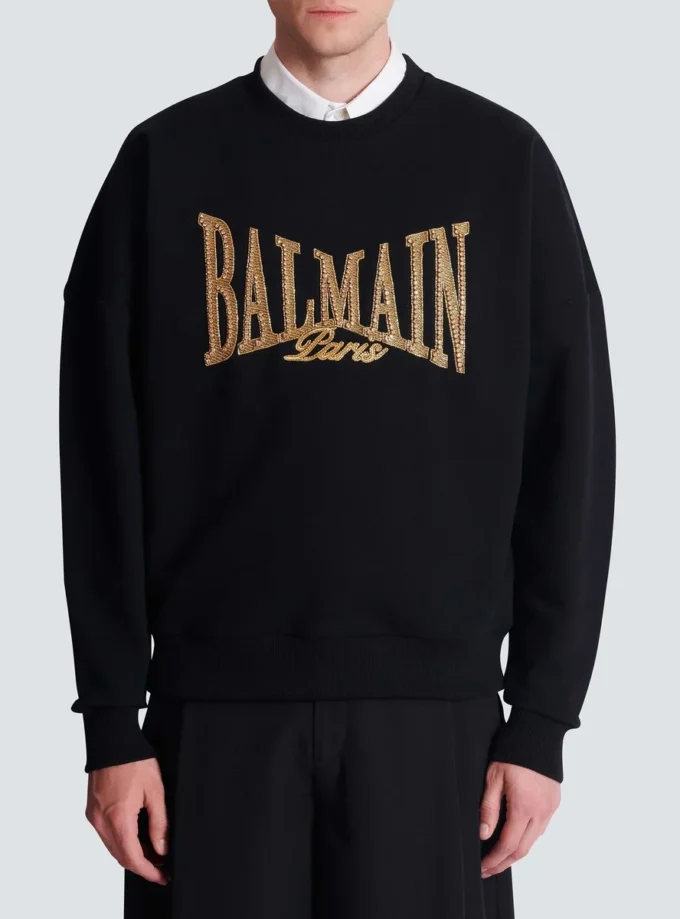 Besticktes Balmain College Sweatshirt Besticktes Balmain College Sweatshirt