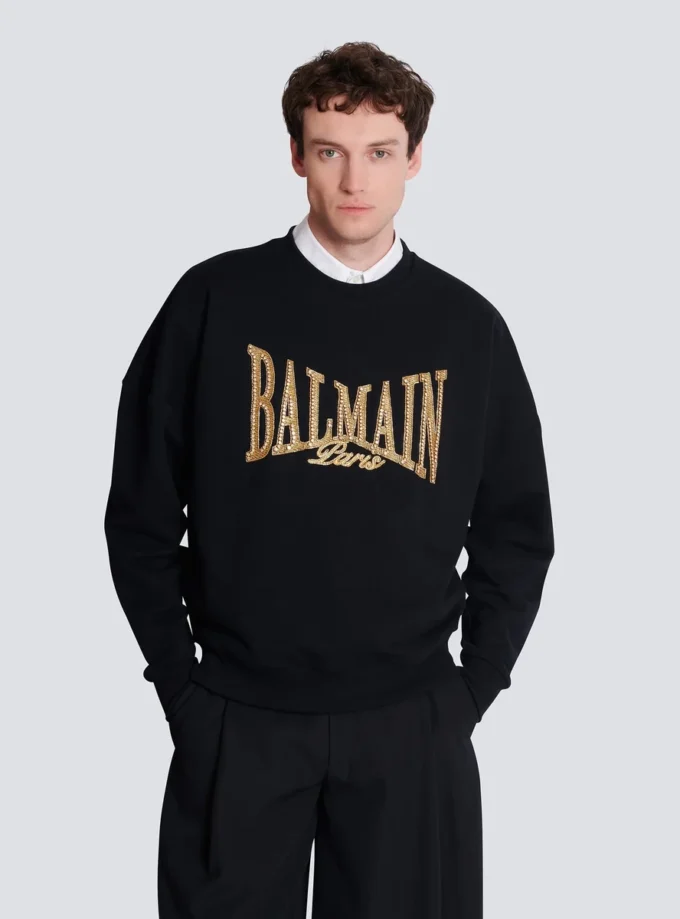 Besticktes Balmain College Sweatshirt Besticktes Balmain College Sweatshirt