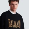 Besticktes Balmain College Sweatshirt Besticktes Balmain College Sweatshirt
