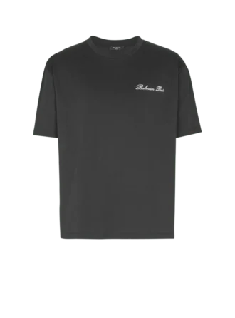 Besticktes T-Shirt mit Balmain-Signatur