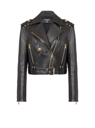 Bikerjacke aus Leder mit Reißverschluss