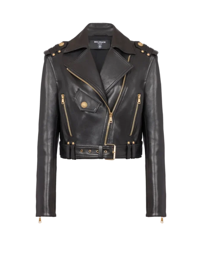 Bikerjacke aus Leder mit Reißverschluss Bikerjacke aus Leder mit Reißverschluss