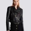 Bikerjacke aus Leder mit Reißverschluss Bikerjacke aus Leder mit Reißverschluss
