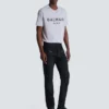 Bikerjeans aus schwarzem Vintage-Denim Bikerjeans aus schwarzem Vintage-Denim