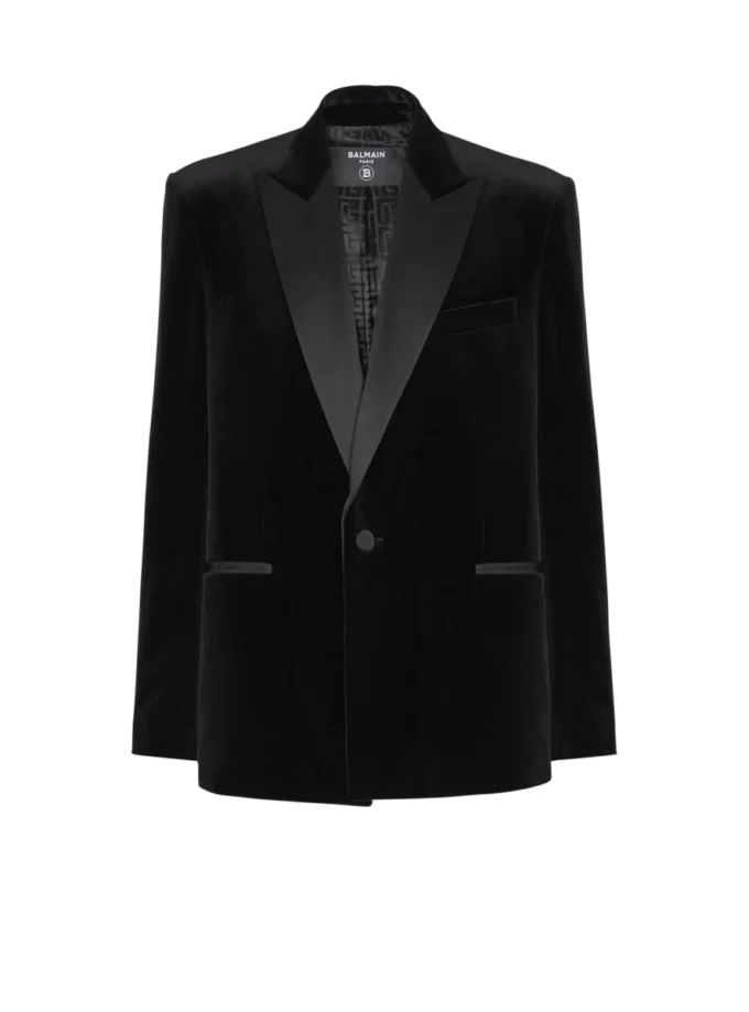 Blazer aus Samt und Satin mit 1 Knopf Blazer aus Samt und Satin mit 1 Knopf