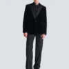 Blazer aus Samt und Satin mit 1 Knopf Blazer aus Samt und Satin mit 1 Knopf