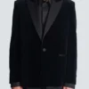 Blazer aus Samt und Satin mit 1 Knopf Blazer aus Samt und Satin mit 1 Knopf