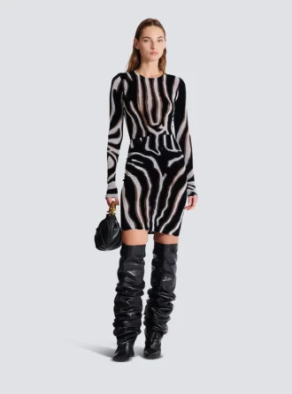 Bleistiftrock aus Samt mit Zebradruck
