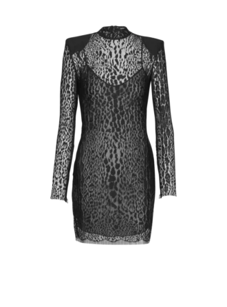 Bodycon-Kleid aus Spitze mit Leopardenmuster