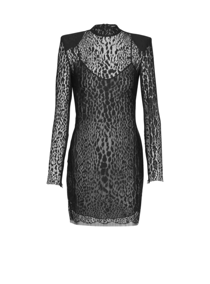 Bodycon-Kleid aus Spitze mit Leopardenmuster Bodycon-Kleid aus Spitze mit Leopardenmuster