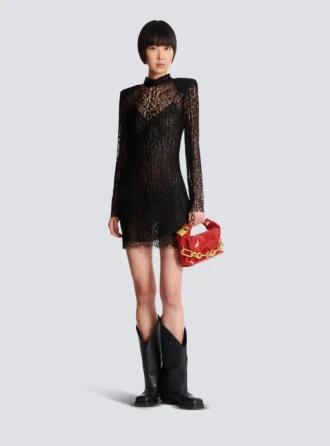 Bodycon-Kleid aus Spitze mit Leopardenmuster