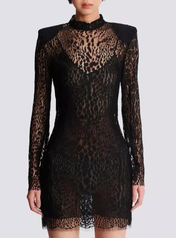 Bodycon-Kleid aus Spitze mit Leopardenmuster Bodycon-Kleid aus Spitze mit Leopardenmuster