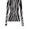 Bodycon-Top aus Samt mit Zebra-Print