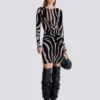 Bodycon-Top aus Samt mit Zebra-Print