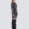 Bodycon-Top aus Samt mit Zebra-Print