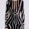 Bodycon-Top aus Samt mit Zebra-Print