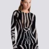 Bodycon-Top aus Samt mit Zebra-Print