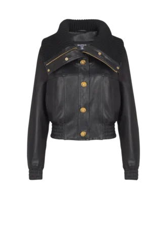 Bomberjacke aus Lammleder und Strick