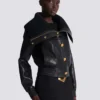 Bomberjacke aus Lammleder und Strick Bomberjacke aus Lammleder und Strick