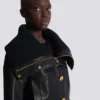 Bomberjacke aus Lammleder und Strick Bomberjacke aus Lammleder und Strick