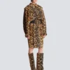 Bomberjacke aus Leder im Ponyfell-Stil mit Leopardenmuster Bomberjacke aus Leder im Ponyfell-Stil mit Leopardenmuster