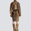 Bomberjacke aus Leder im Ponyfell-Stil mit Leopardenmuster Bomberjacke aus Leder im Ponyfell-Stil mit Leopardenmuster