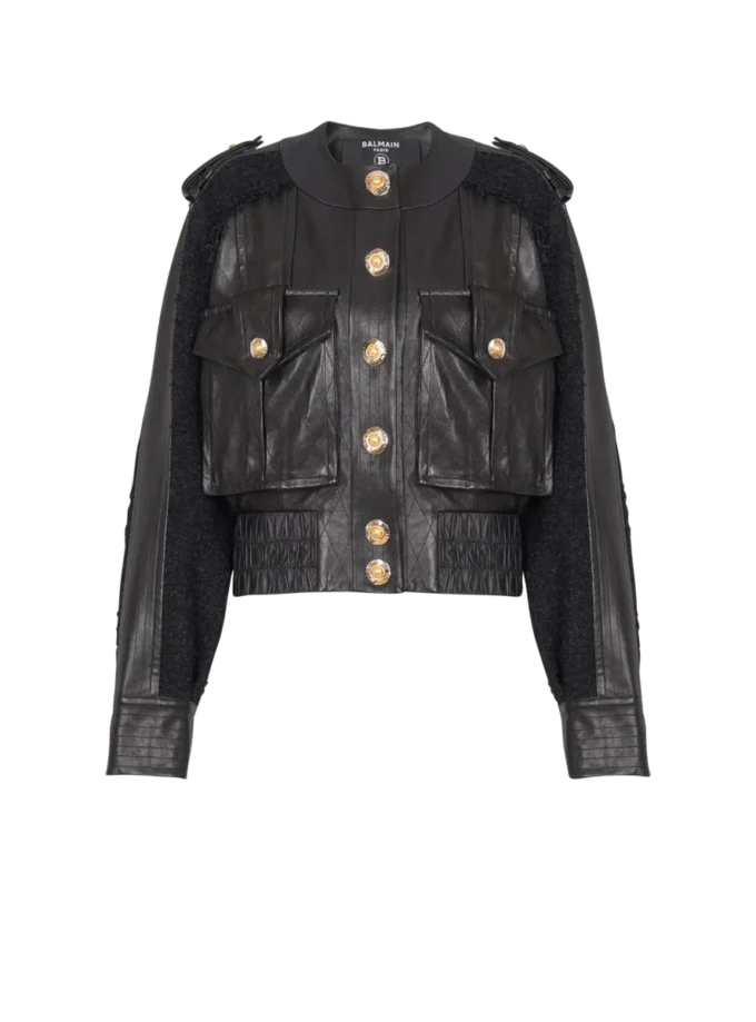 Bomberjacke aus Tweed und Leder Bomberjacke aus Tweed und Leder